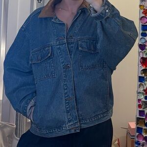 Denim, leather trimmed Timberland jacket